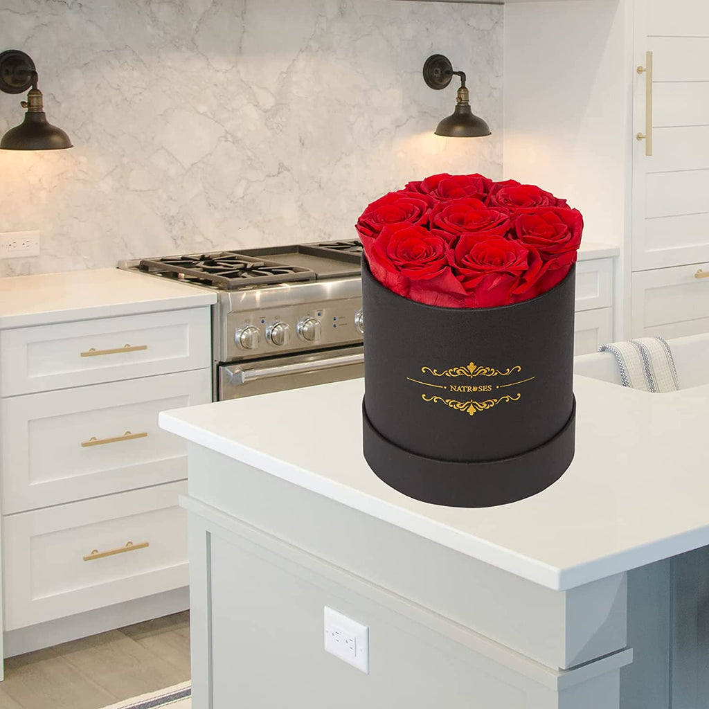 NATROSES 7 Piece Preserved Roses in a Box, Preserved Flowers for Birthday, Flower Gifts for Mothers Day (Red)